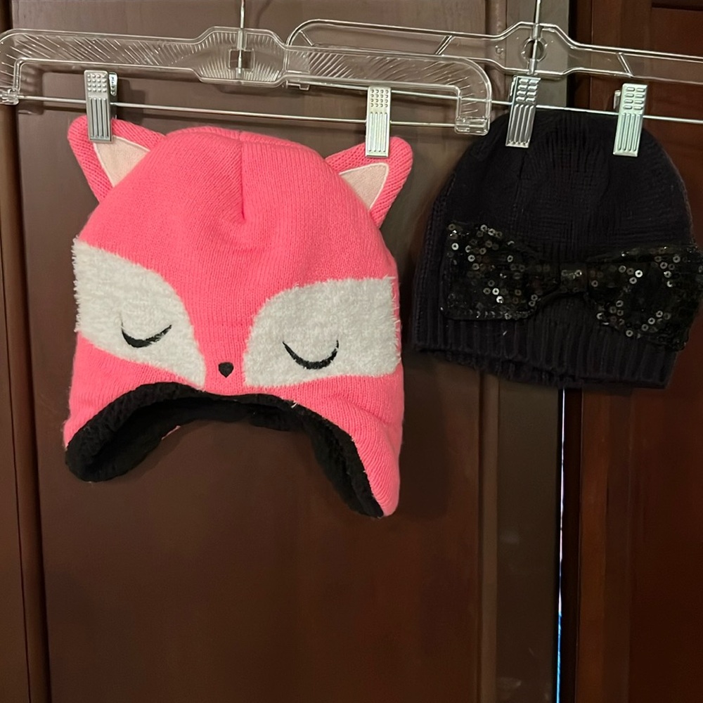 Pink Fox Ear Knit Hat for Kids - Cozy Winter Beanie